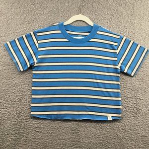 Treasure & Bond Girl's Cropped Blithe‎ Multi Stripe T-Shirt Blue S (7/8)